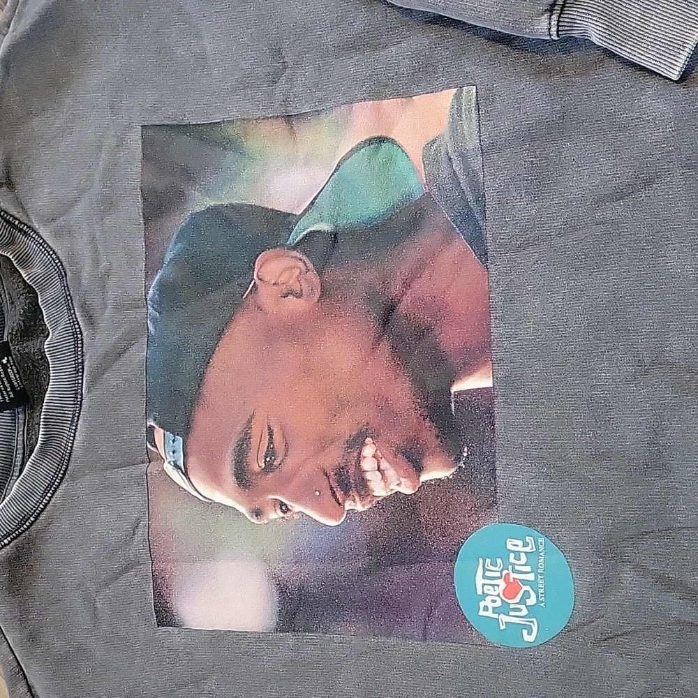 Tupac "Poetic Justice" cropped boxy-fit sweatshirt, size L